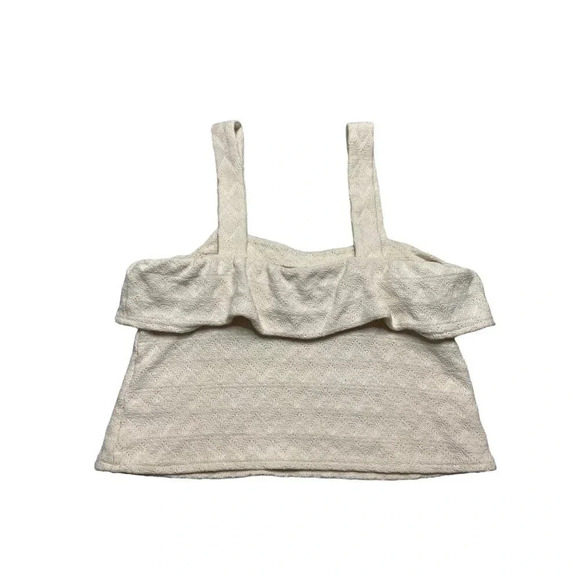 Madewell Cotton Cream Ruffled Tank Top-sz Small - Picture 4 of 7
